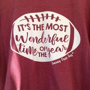 Women's Burgundy Football Season T Shirt Plus Size 2X